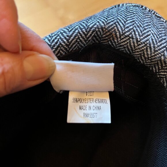 Black & White Herringbone Tweed Fedora Adult Small - Picture 8 of 10